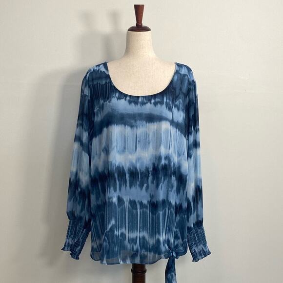Calvin Klein Tie Dye Blouse Women's 3X Blue - Picture 1 of 14